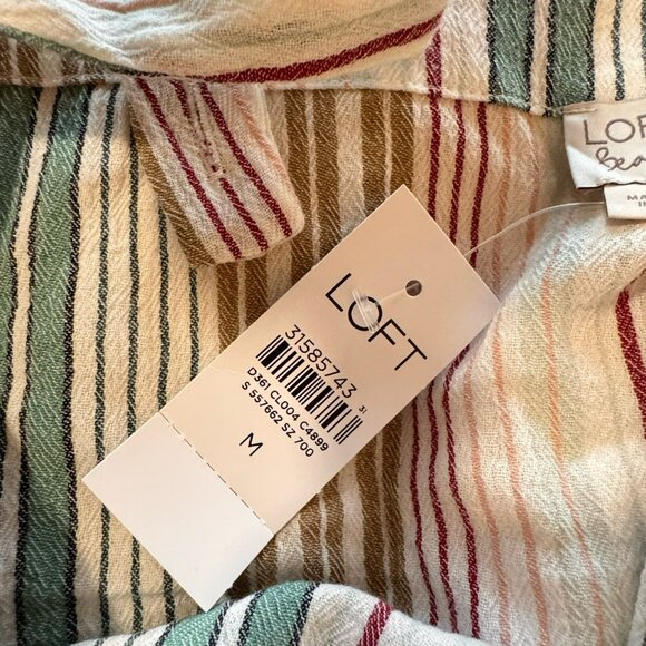 LOFT Tank Top Shorts Set Womens Medium Stripes 100% Cotton Summer - Picture 8 of 8